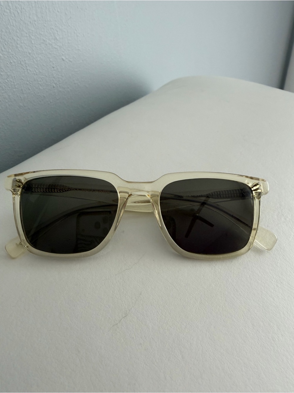 Translucent Clear Frame Men's Sunglasses with Dark Lenses